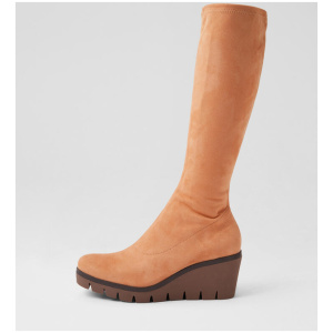 Nikka Cappuccino Stretch Microsuede Knee High Boots