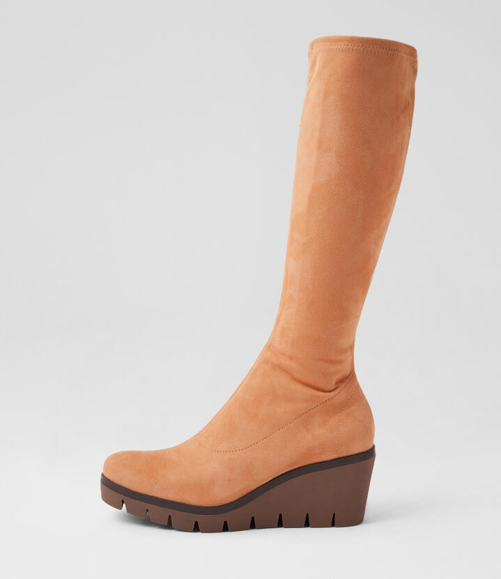 Nikka Cappuccino Stretch Microsuede Knee High Boots