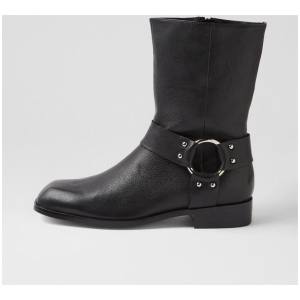 Niskit Black Leather Calf Boots