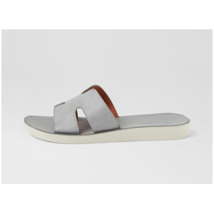 Nokker Denim White Leather Slides