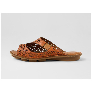 Nura Orange Leather Slides