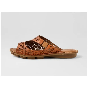 Nura Orange Leather Slides