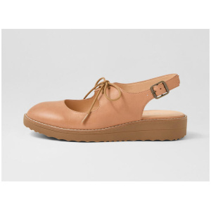 Ochas Dark Tan Light Choc Leather Flat Shoes