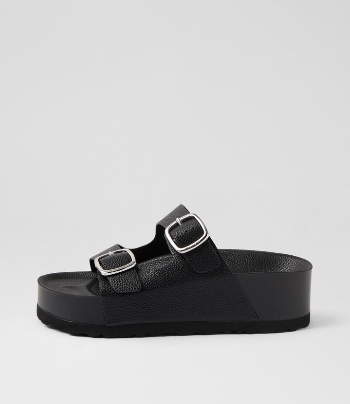 Olaya Black Pu Slides