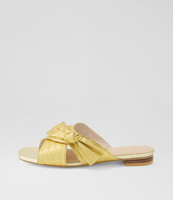 Olivia 2 Gold Metallic Leather Slides