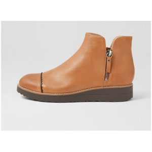 Onight Dark Tan Choc Leather Ankle Boots