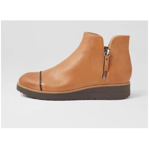 Onight Dark Tan Choc Leather Ankle Boots