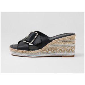Opal Black Leather Sandals
