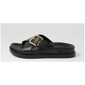 Oscar Black Croc Slides