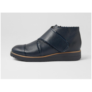 Otting Navy Leather Patent Ankle Boots