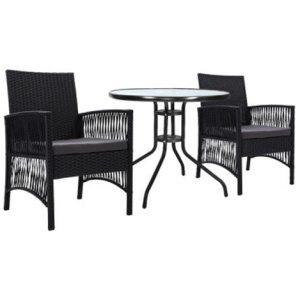 Outdoor Black Furniture Dining Chairs Wicker Garden Patio