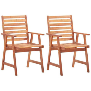 Outdoor Dining Chairs 2 Pcs Solid Acacia Wood