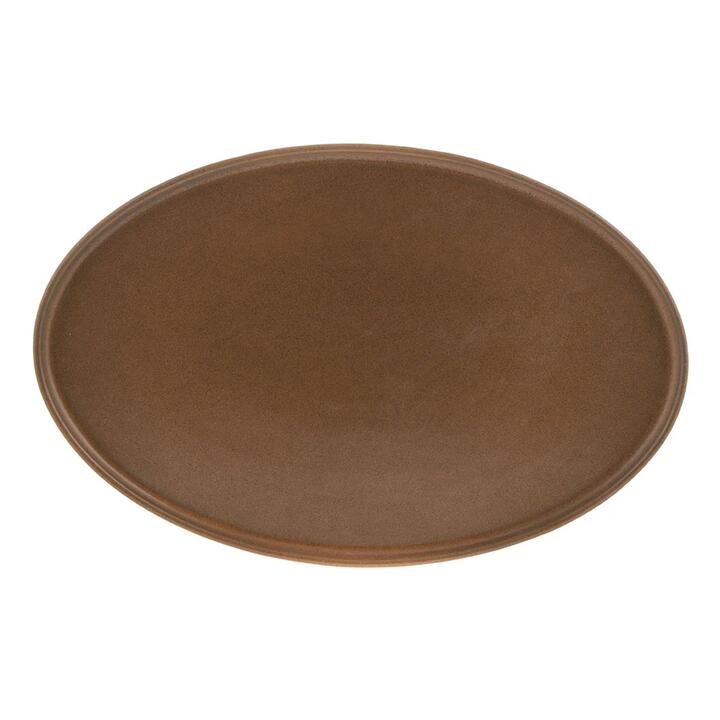 Oval Platter Stoneware Straight Leather