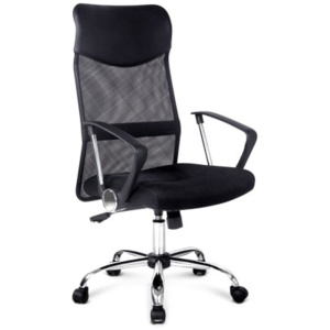 PU Leather Mesh High Back Office Chair - Black
