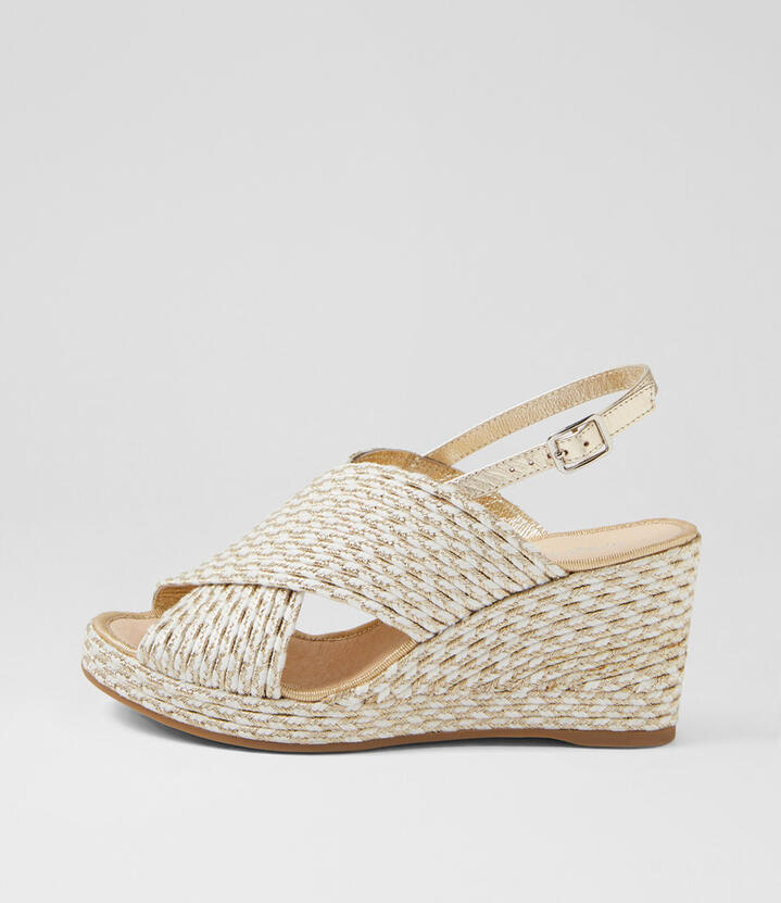 Paisleya White Gold Leather Sandals
