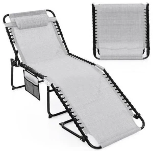 Patio Folding Chaise Lounge Oversized Lay Flat Reclining Chair