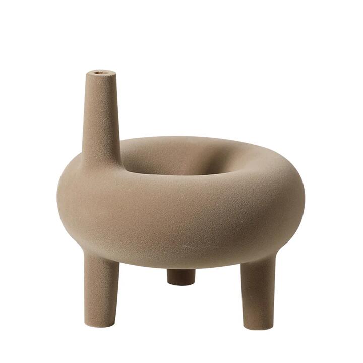 Pello Three Legged Velvet Vase - Coffee by Interior Secrets - AfterPay Available