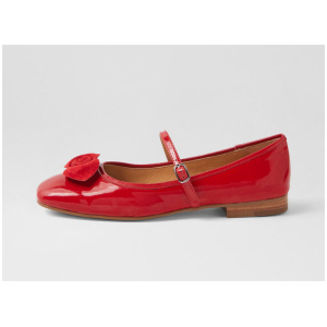 Pelo Red Patent Suede Flat Shoes