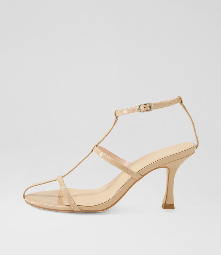 Pheebie Nude Patent Leather Sandals