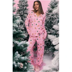 Pillow Talk Printed Long Sleeve Pyjama Set Candy Kiss