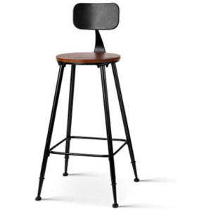 Pine Wood Metal Frame Bar Stools Set of 2