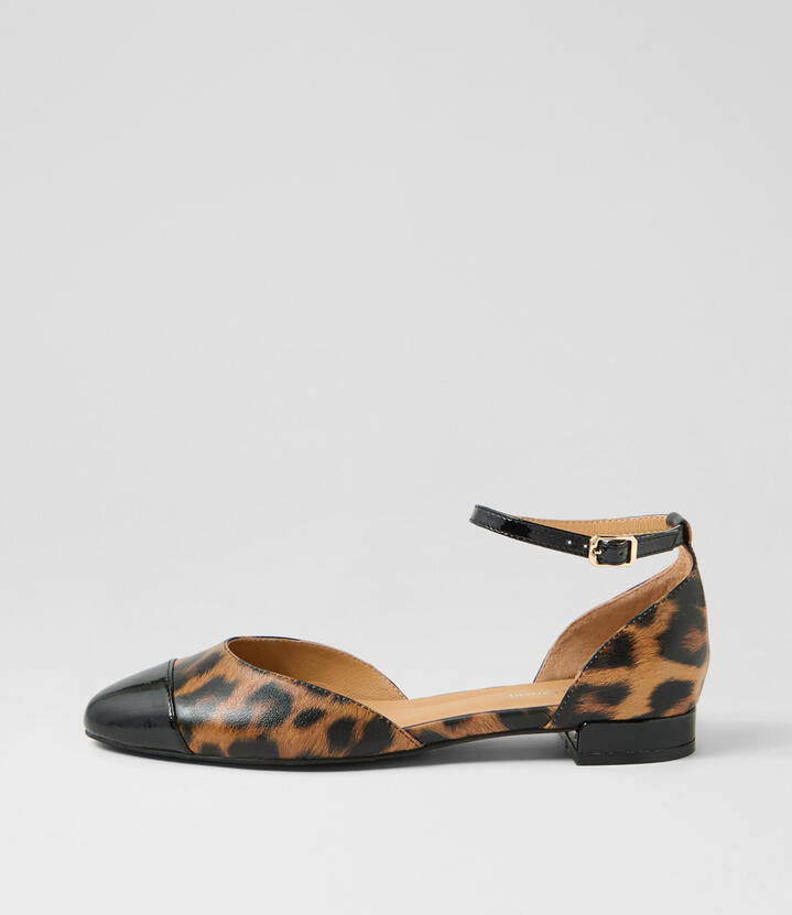 Pitricia Black Leopard Patent Leather Flat Shoes