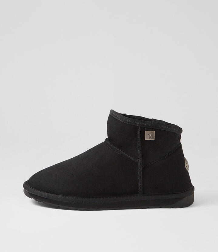 Platinum Slim Darling Black Sheepskin Ankle Boots
