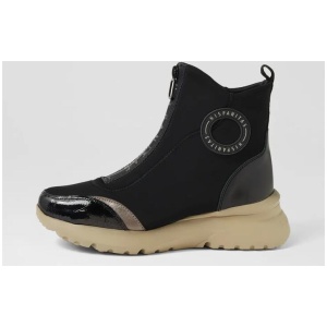 Polinesia 16 Black Leather Mix Ankle Boots