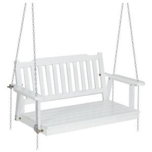 Porch Swing Chair Chain Garden Bench Outdoor Furniture Wooden White