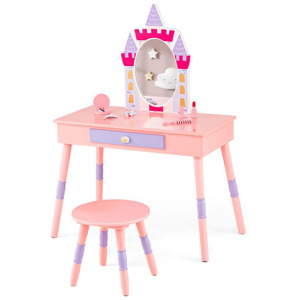 Princess Makeup Dressing Table With Drawer And Mirror Pink