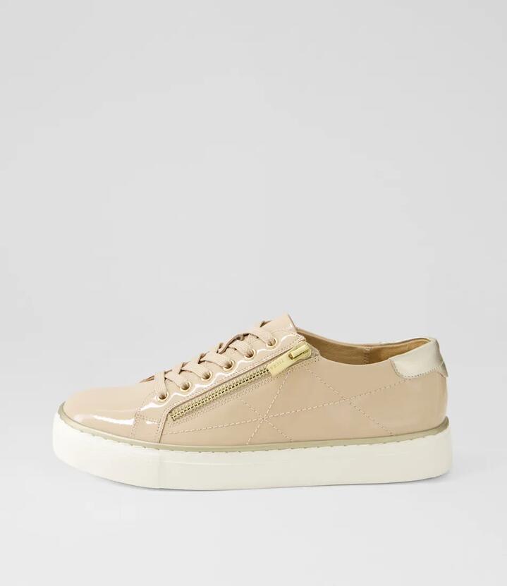 Pryor Xf Latte Pale Gold Patent Leather Sneakers