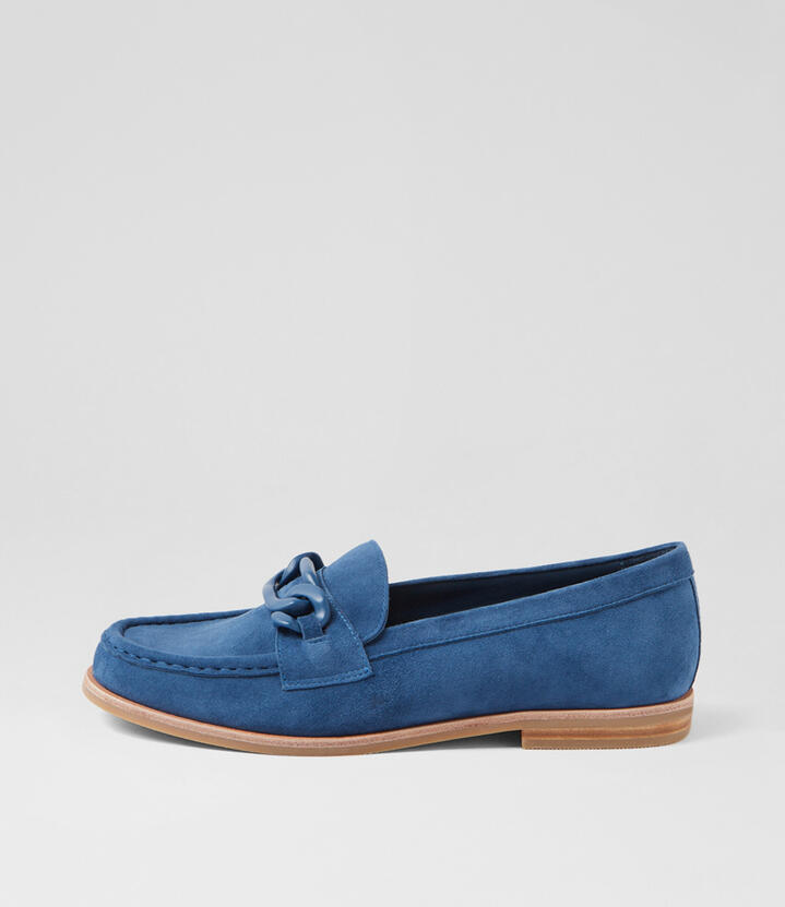 Qarper Light Navy Suede Flat Shoes