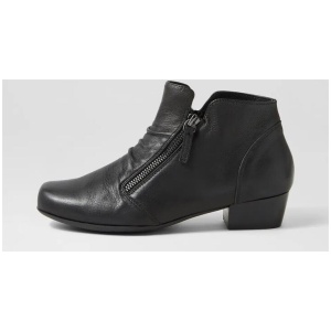 Quenno Xw Zr Black Leather Ankle Boots
