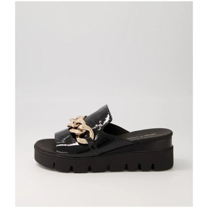 Rablise Black Patent Sole Slides