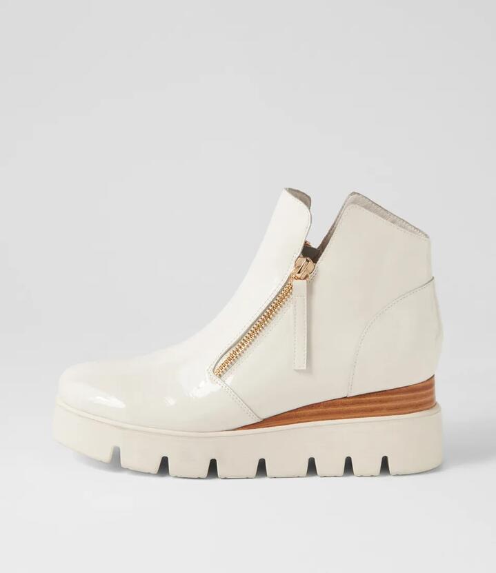 Radio Ivory Natural Patent Ankle Boots