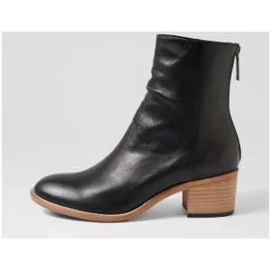 Ransi Black Natural Heel Leather Ankle Boots