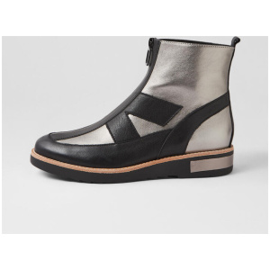 Ratree Black Pewter Leather Ankle Boots