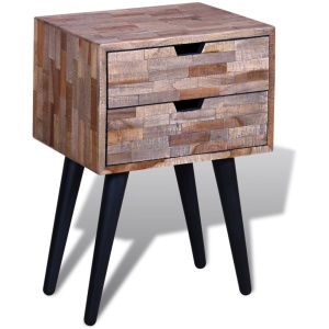 Reclaimed Teak Bedside Cabinet With 2 Drawers