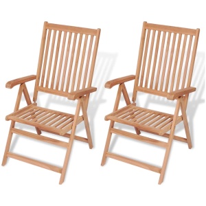 Reclining Garden Chairs 2 Pcs Teak