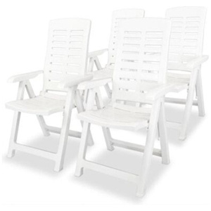 Reclining Garden Chairs 4 Pcs Plastic White