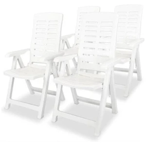 Reclining Garden Chairs 4 Pcs Plastic White