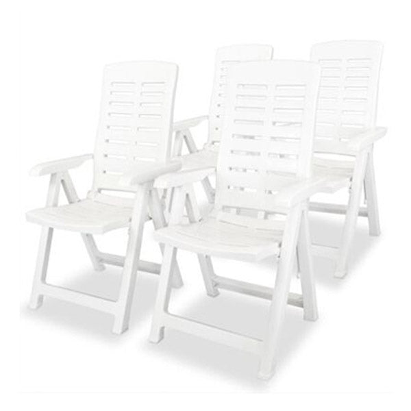 Reclining Garden Chairs 4 Pcs Plastic White