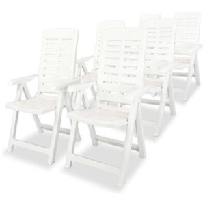 Reclining Garden Chairs 6 Pcs Plastic White