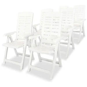 Reclining Garden Chairs 6 Pcs Plastic White
