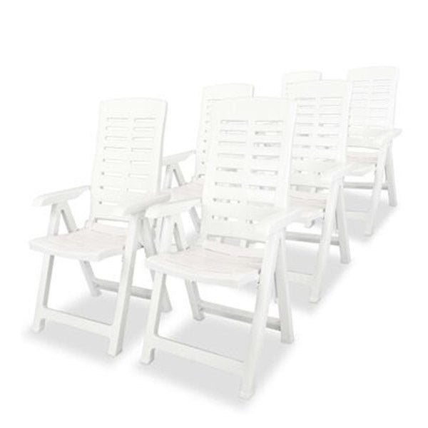 Reclining Garden Chairs 6 Pcs Plastic White