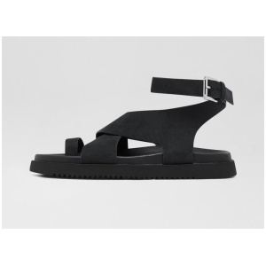 Redeem Black Microsuede Sandals
