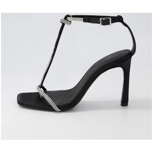 Reina Black Satin Sandals