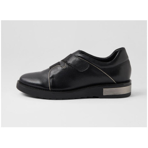 Reinys Black Pewter Leather Flat Shoes