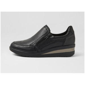 Rezie Black Leather Flat Shoes