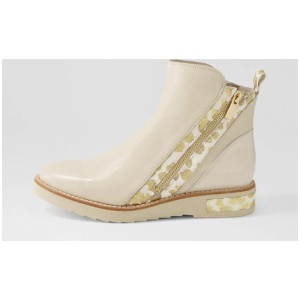 Rhain Vanilla Leopard Leather Multi Ankle Boots